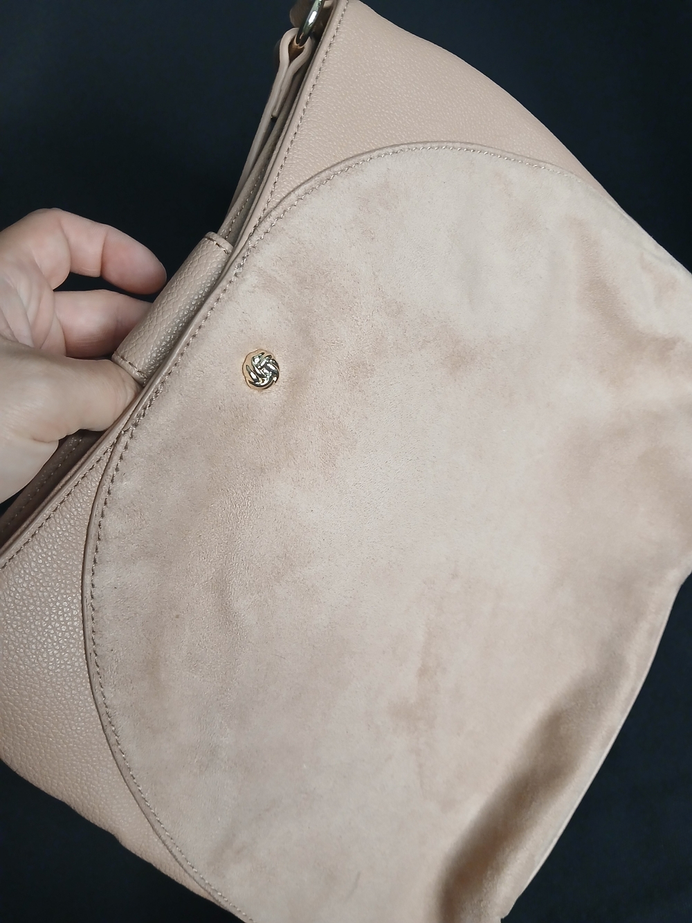 Lauren Conrad Suede Shoulder Tote in Nude Pink - Picture 3 of 16